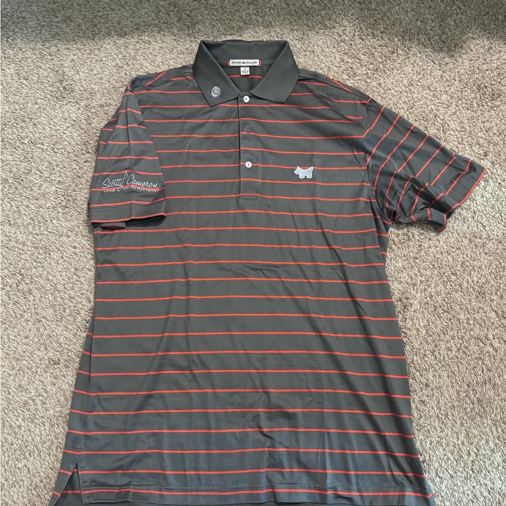 Peter Millar Grey and Orange Polo Shirt- Scotty Cameron